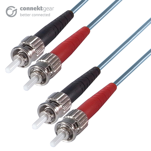 Duplex Fibre Optic Multi-Mode Cable OM3 50/125 Micron ST to ST Aqua