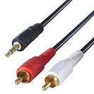 15m 3.5mm Stereo to 2 x RCA/Phono Audio Cable - Male to Male - Gold Connectors