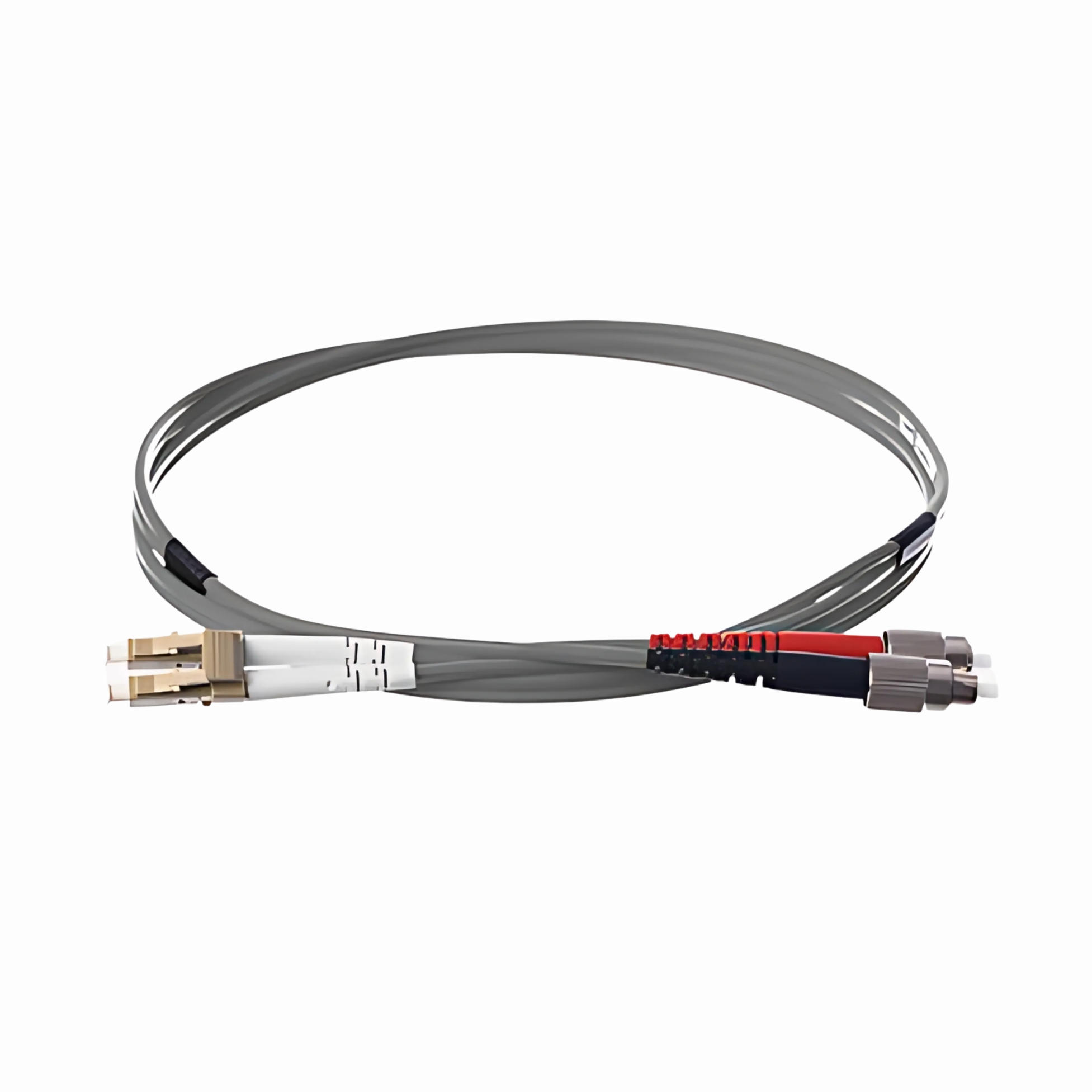 10m Duplex Fibre Optic Multi-Mode Cable OM1 62.5/125 Micron LC to FC - Grey