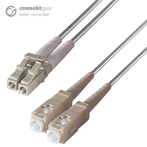 Duplex Fibre Optic Multi-Mode Cable OM1 62.5/125 Micron LC to SC Grey