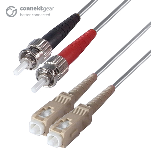 Duplex Fibre Optic Multi-Mode Cable OM1 62.5/125 Micron ST to SC Grey