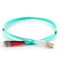 1m Duplex Fibre Optic Multi-Mode Cable OM3 50/125 Micron LC to ST - Aqua