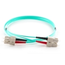 2m Duplex Fibre Optic Multi-Mode Cable OM3 50/125 Micron SC to SC - Aqua 