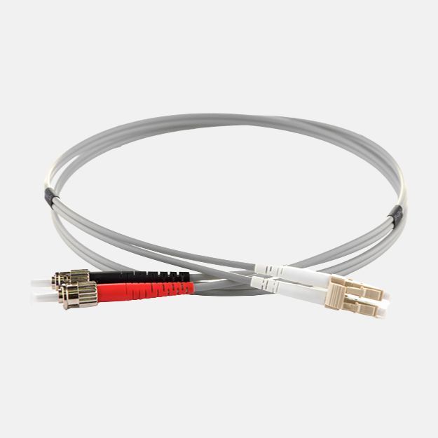 2m Duplex Fibre Optic Multi-Mode Cable OM3 50/125 Micron LC to ST - Grey