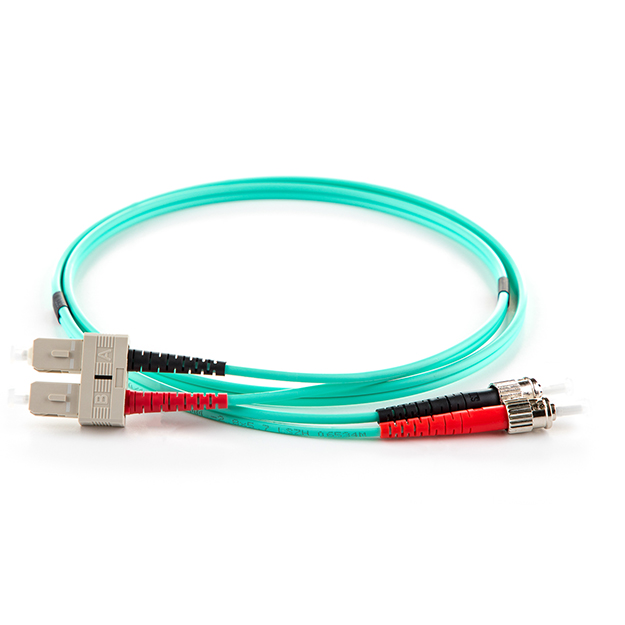Duplex Fibre Optic Multi-Mode Cable OM3 50/125 Micron ST to SC Aqua