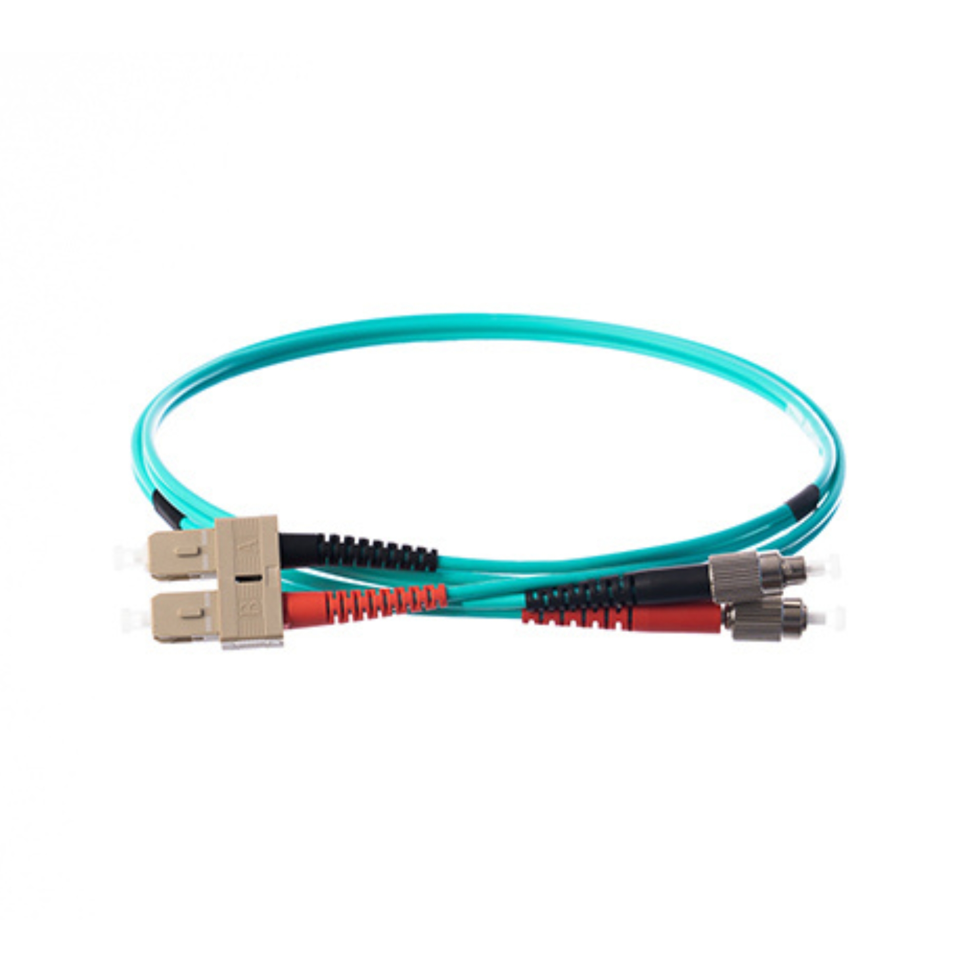 10m Duplex Fibre Optic Multi-Mode Cable OM3 50/125 Micron FC to SC Aqua