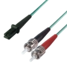 10m Duplex Fibre Optic Multi-Mode Cable OM3 50/125 Micron MT to ST Aqua
