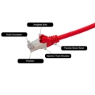 10m RJ45 CAT6a SSTP Stranded Flush Moulded LS0H Network Cable - 26AWG - Red