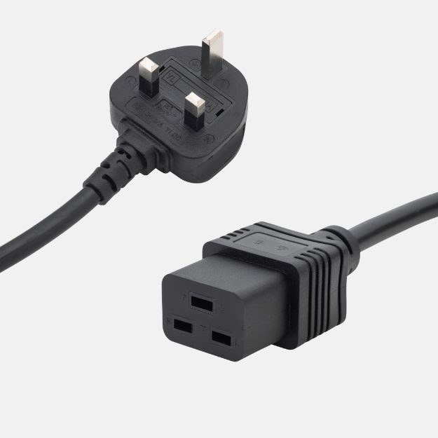 2m UK Mains Power Cable - UK Plug to C19 Socket