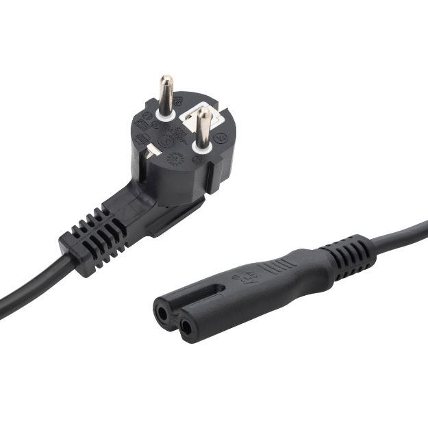 5m European Mains Power Cable - Schuko Plug to C7 (Figure 8) Socket