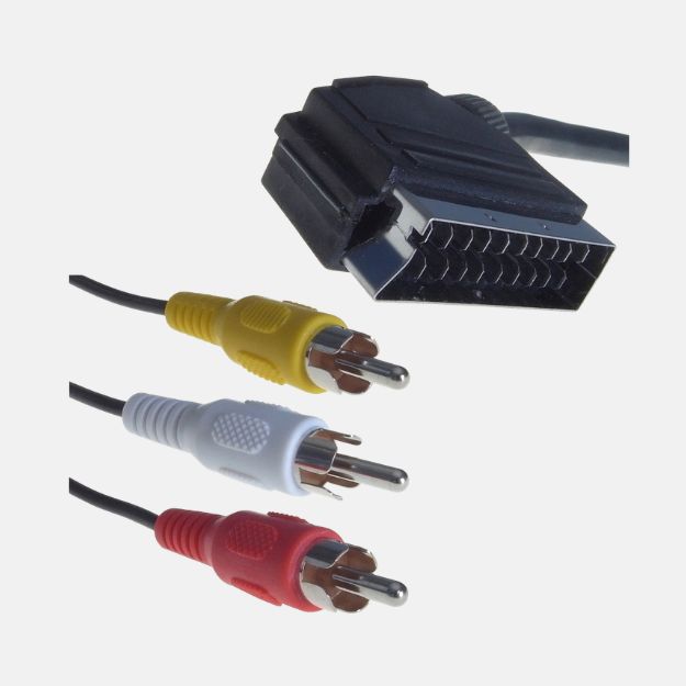 2m SCART to 3 x RCA/Phono Cable Male to Male + Coaxial