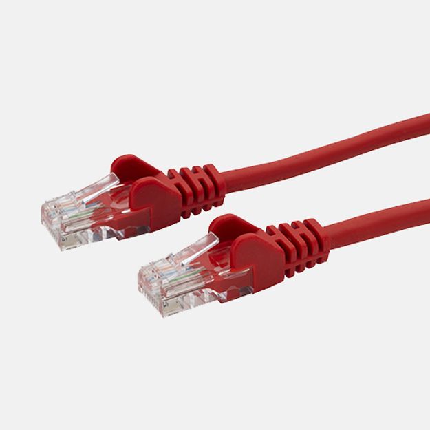 5m String Tied RJ45 CAT6 UTP Stranded Flush Moulded LS0H Network Cable - 24AWG - Red