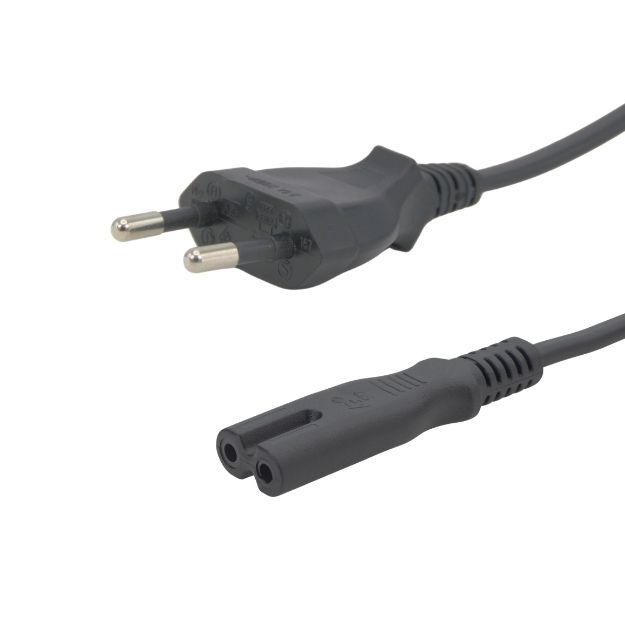 2m European Mains Power Cable - Schuko Plug to C7 (Figure 8) Socket